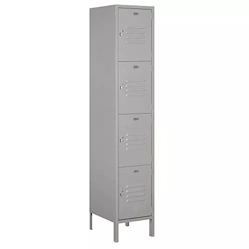 18" Wide Four Tier Standard Metal Locker - 1 Wide - 6 Feet High - 18 Inches Deep - Gray - Unassembled