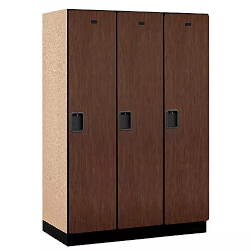 18" Wide Single Tier Designer Wood Locker - 3 Wide - 6 Feet High - 21 Inches Deep - Mahogany