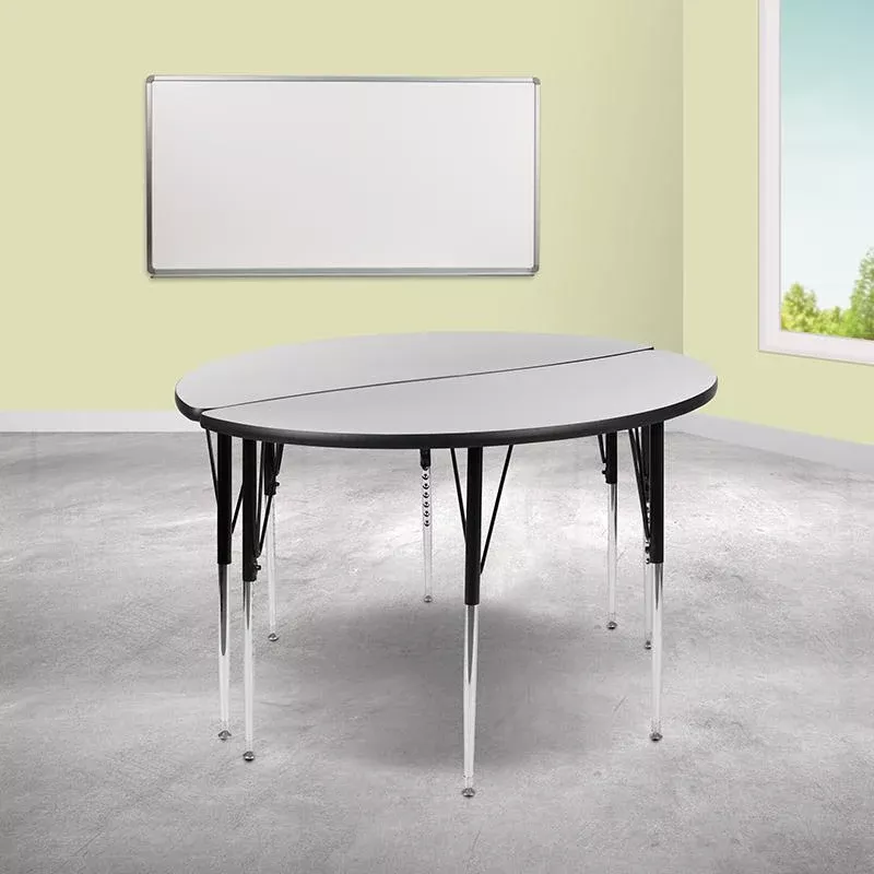 2 Piece 47.5'' Circle Wave Grey Thermal Activity Table Set - Standard Height Legs - Flash Furniture