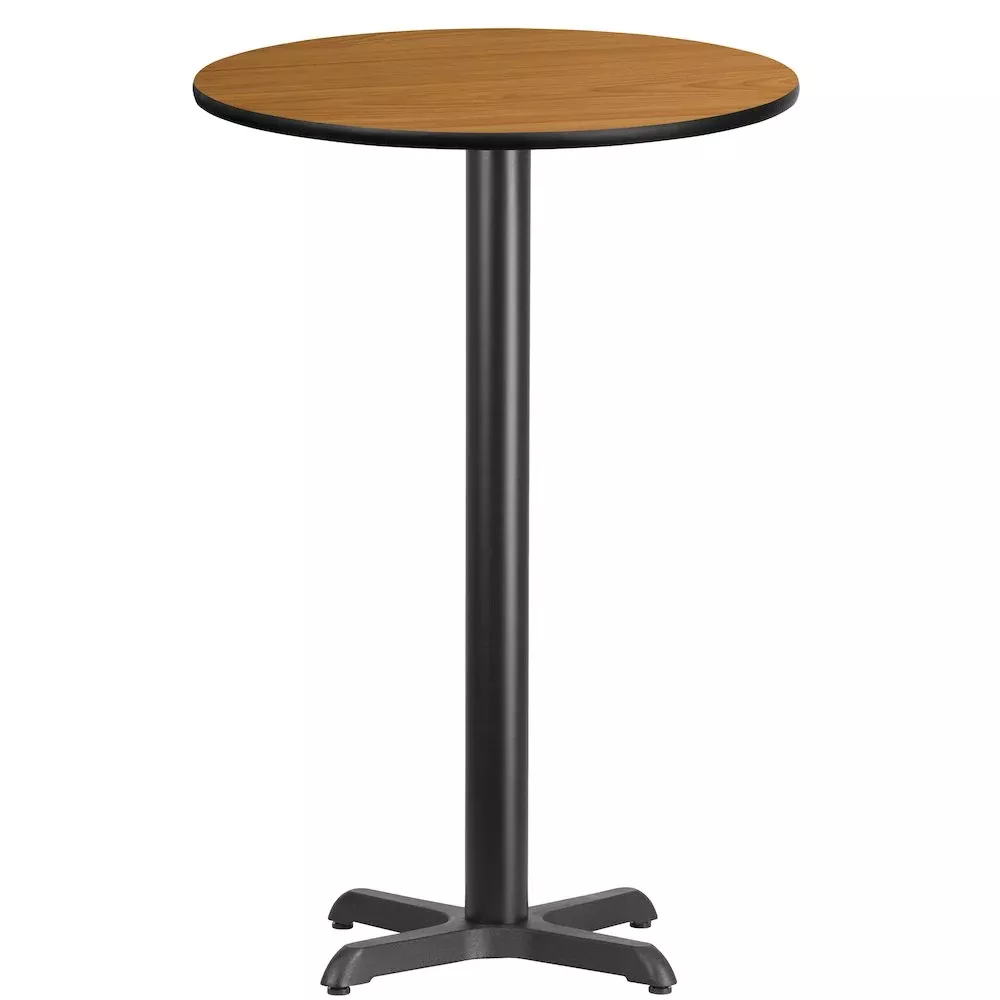 24'' Round Natural Laminate Table Top with 22'' x 22'' Bar Height Table Base - Flash Furniture