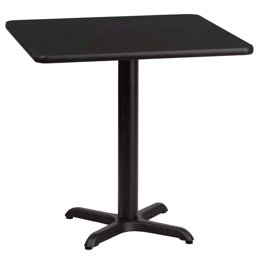 24'' Square Black Laminate Table Top with 22'' x 22'' Table Height Base - Flash Furniture