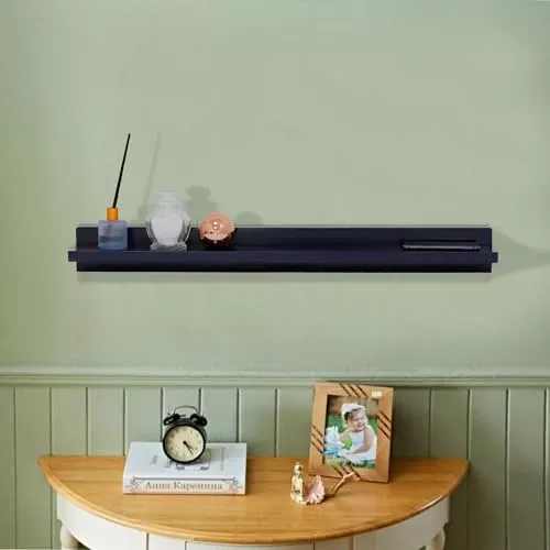 30 in. Solid Rubber Wood Wireless Charging Shelf Bellaterra Blue