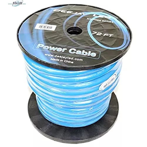 72 Foot Zero Gauge Thick Type Power Cable for Heavy Current Usage Blue - TBH072BLUEMIX