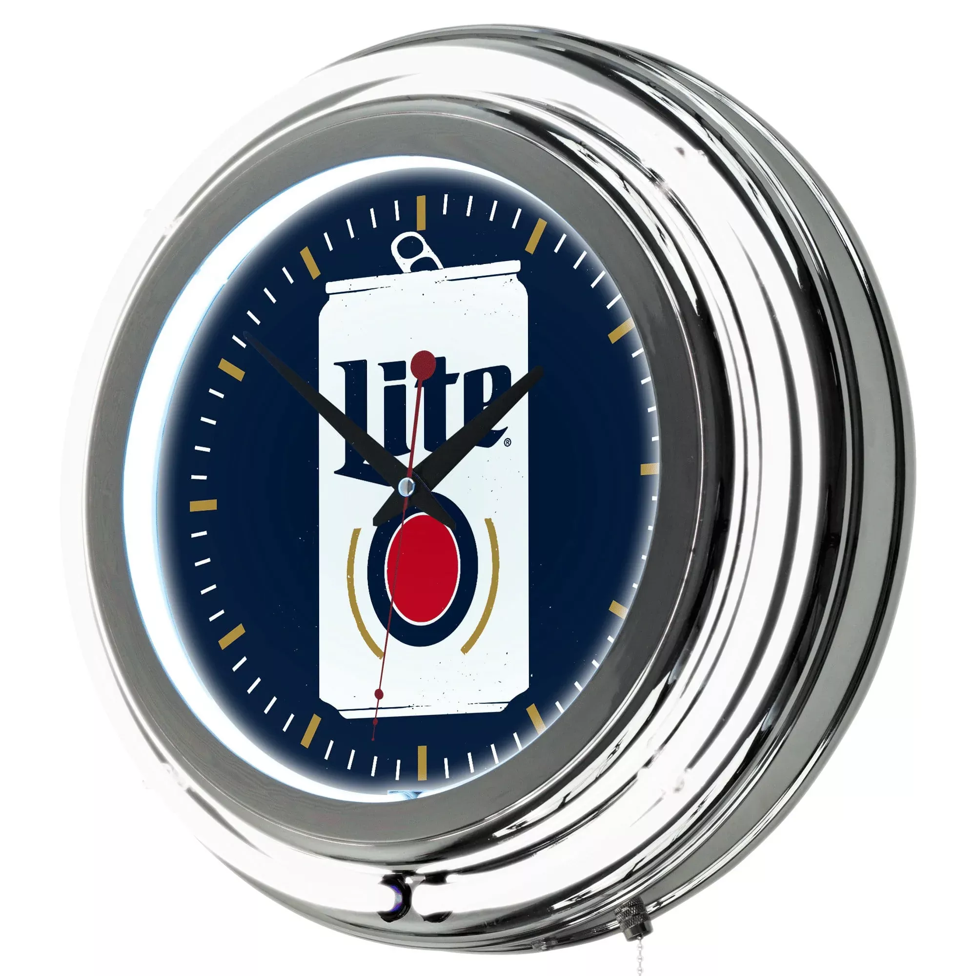 ADG Source - Miller Lite Chrome Double Rung Neon Clock - Minimalist Can