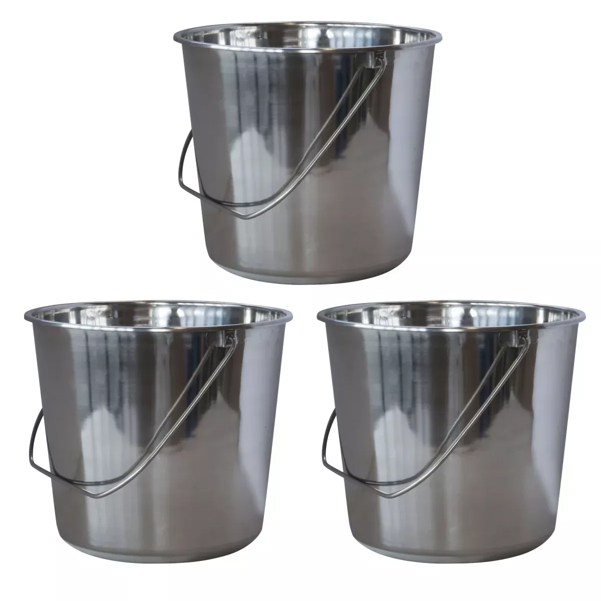 Amerihome SSB237SET Stainless Steel Bucket Set44; Medium - 3 Piece