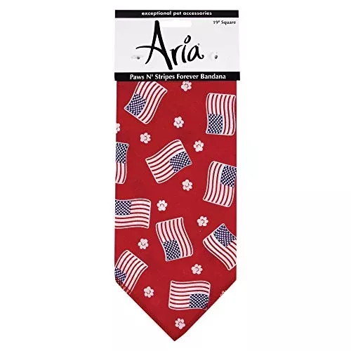 Aria Paws N' Stripes Forever Bandanas for Dogs, Red