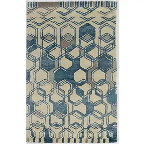 Aspire Triangle Light Blue & Cream 8x11, Rug - Linon