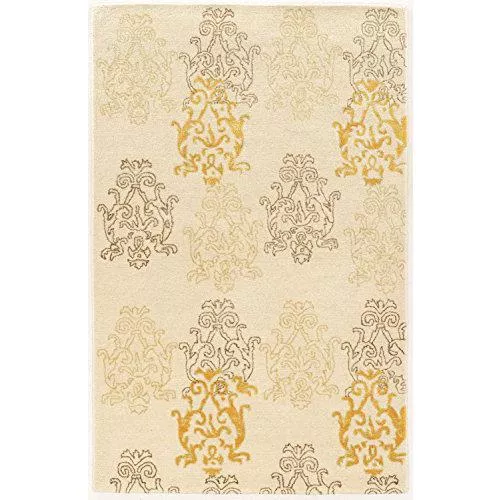 Aspire Wool Damask Ivory & Gold 8x11, Rug - Linon