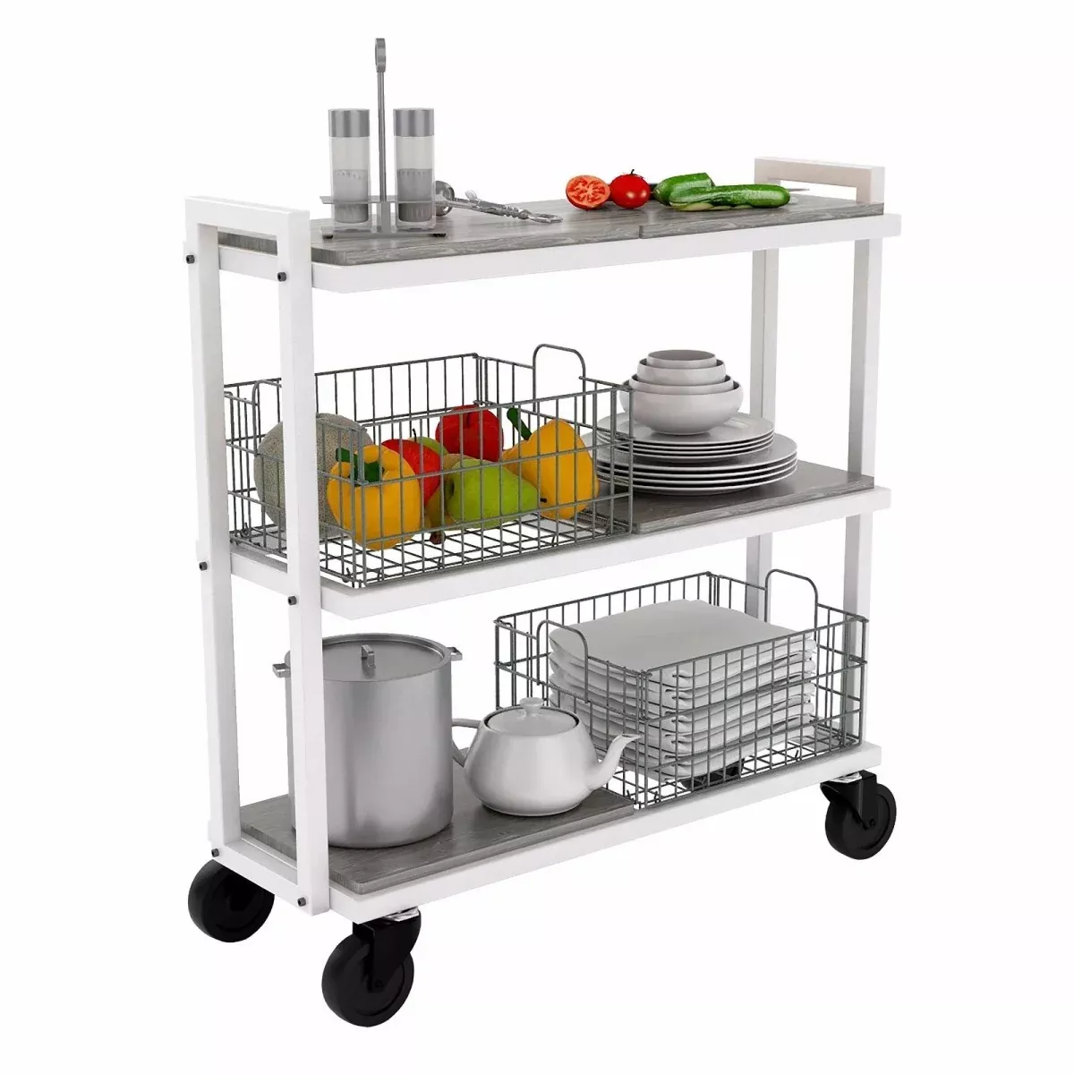 Atlantic 23350328 3 Tier Cart System WideWhite