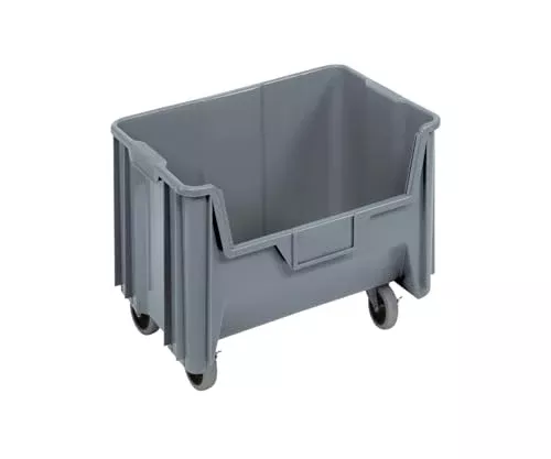 Aviditi BING122AVI Mobile Giant Stackable Plastic Storage Shelf Bins, 19-7/8" x 15-1/4" x 12 7/16", Gray, Pack of 3, for Organizing Homes, Offices, Garages and Classrooms, Grey