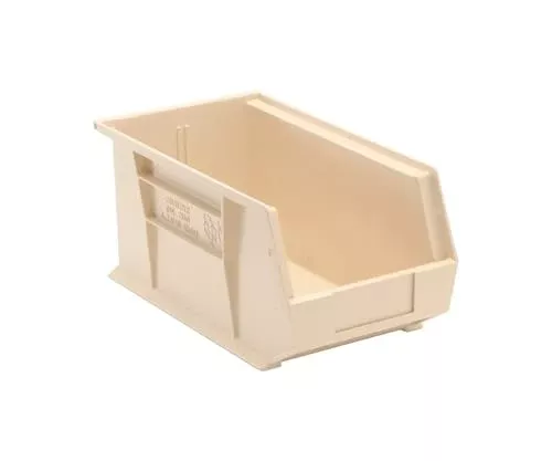 Aviditi BINP1487VAVI Plastic Stack/Hang Storage Bin Containers, 14-3/4" x 8-1/4" x 7", Ivory, Pack of 12, For Organizing Homes, Offices, Garages and Classrooms