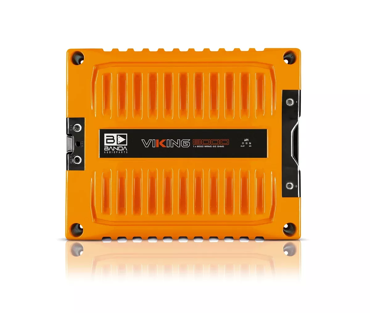 Banda VIK8000.2ORANGE Car Amplifier Audio Speaker 2-Ohms Full Range New Viking 8000 Watts Rms LED Indicator Sound Specialization Aluminum Chassis - Orange