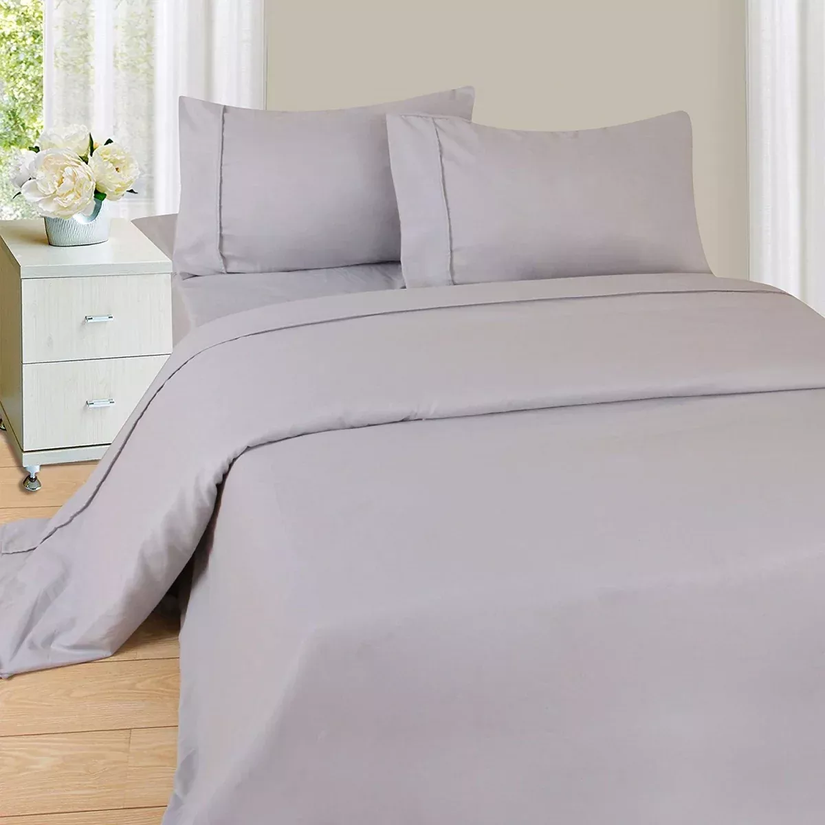 Bedford Home 66A-05656 1200 Series Sheet Set, Twin Size & Extra Large - Silver