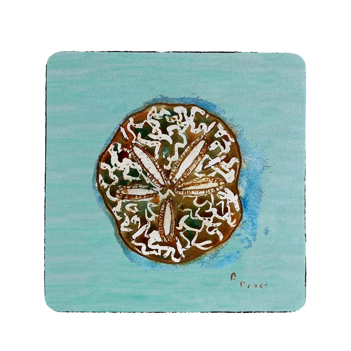 Betsy Drake Aqua Sand Dollar Coaster Set of 4