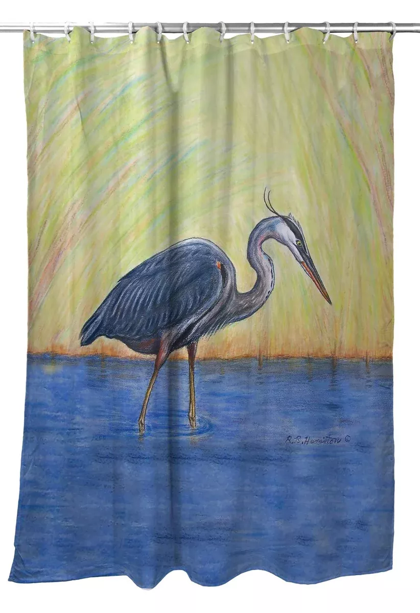 Betsy Drake Blue Heron Shower Curtain