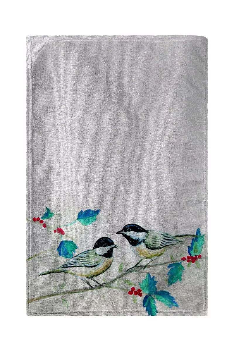 Betsy Drake Christmas Chickadees Kitchen Towel
