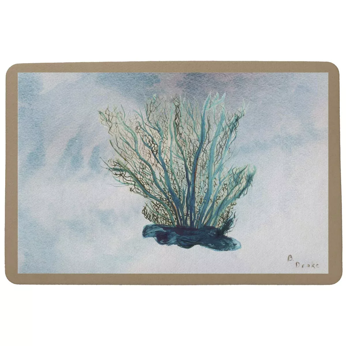 Betsy Drake Coastal Blue Coral Door Mat, 18" x 26"