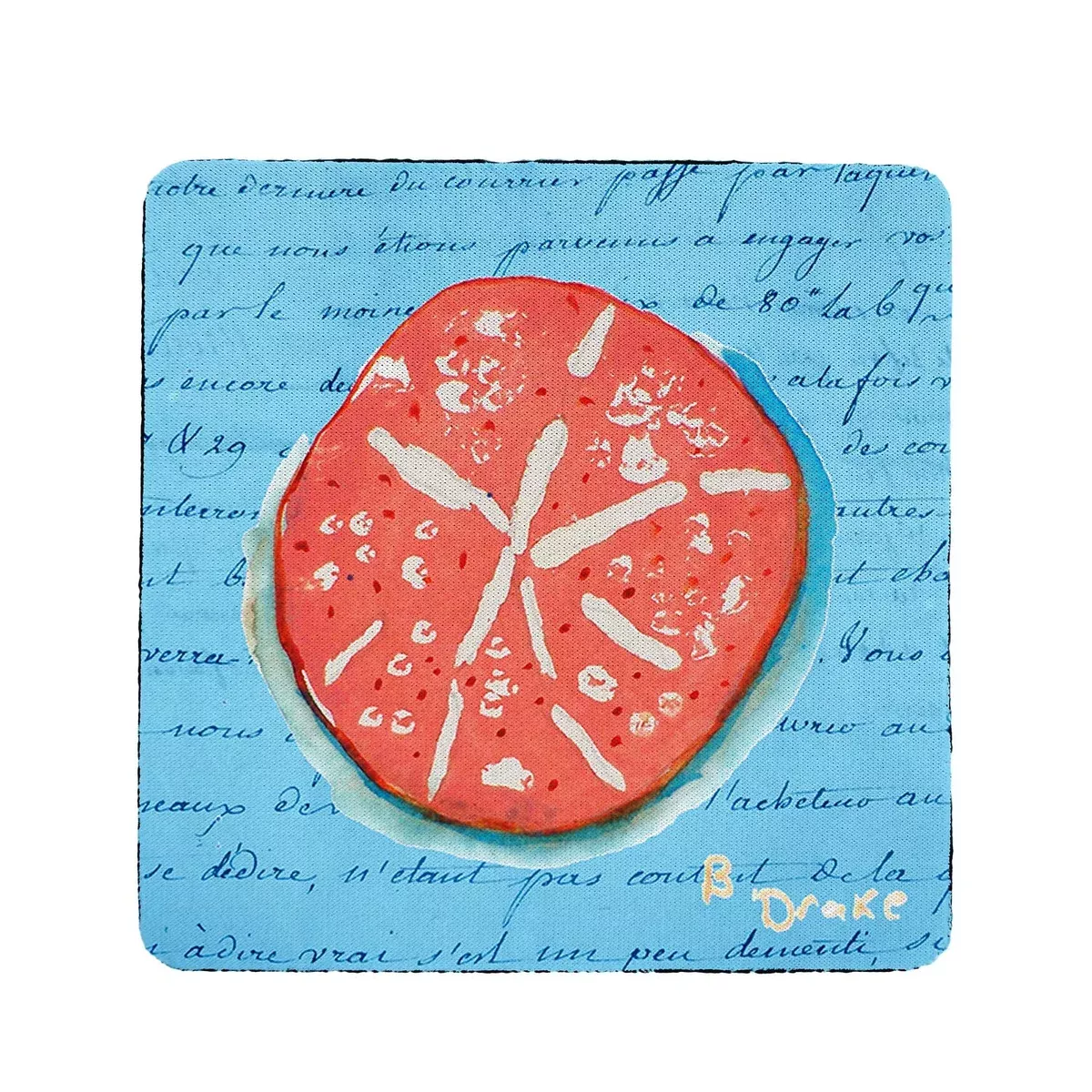Betsy Drake Coral Sand Dollar Coaster Set of 4