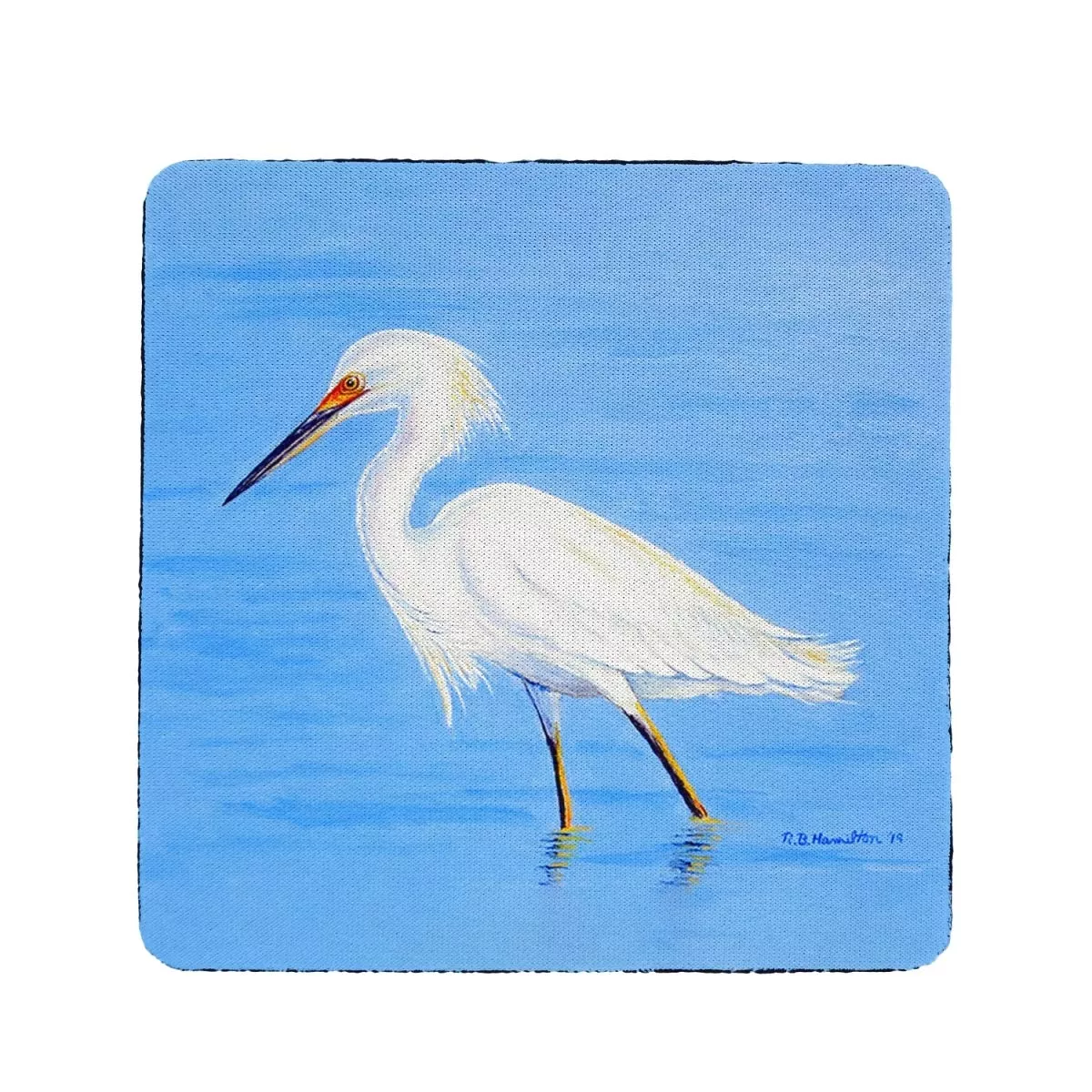 Betsy Drake CT1087 Stalking Snowy Egret Coaster - Set of 4