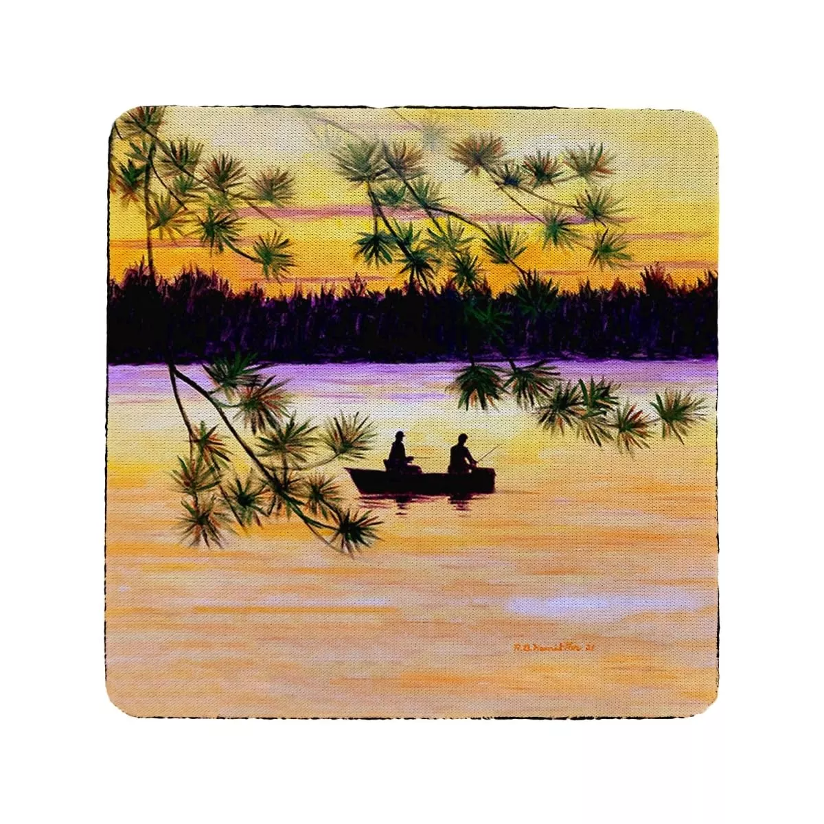 Betsy Drake CT1261 Sunset Fishing Coaster - Set of 4