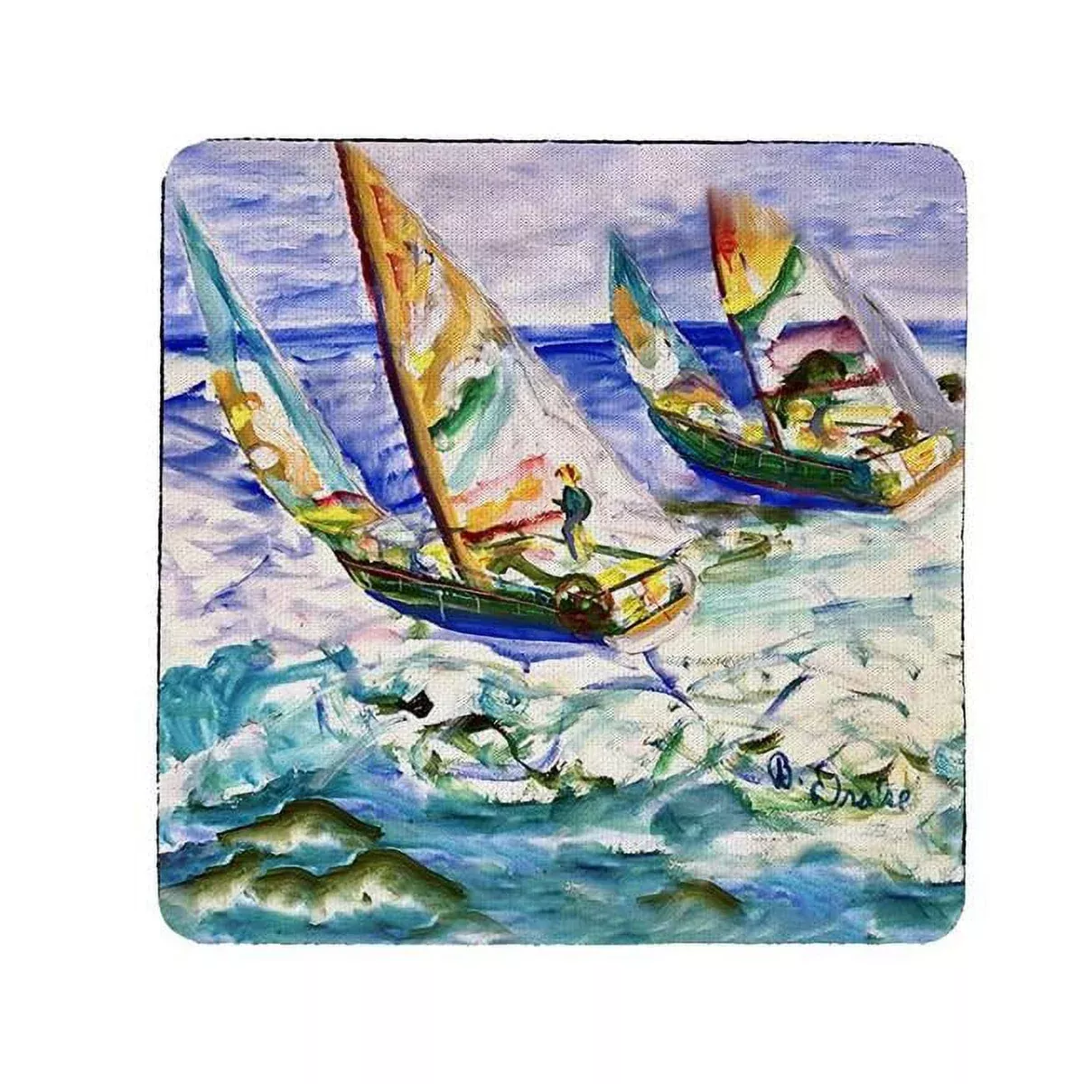 Betsy Drake CT1444 Sailboats Tacking Coaster - Set of 4