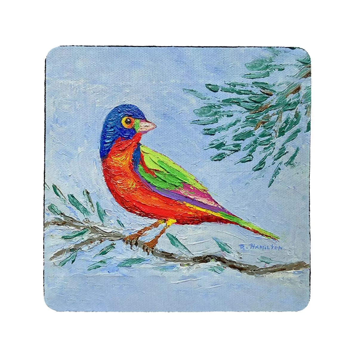 Betsy Drake CT1449 Palette Painted Bunting Coaster - Set of 4