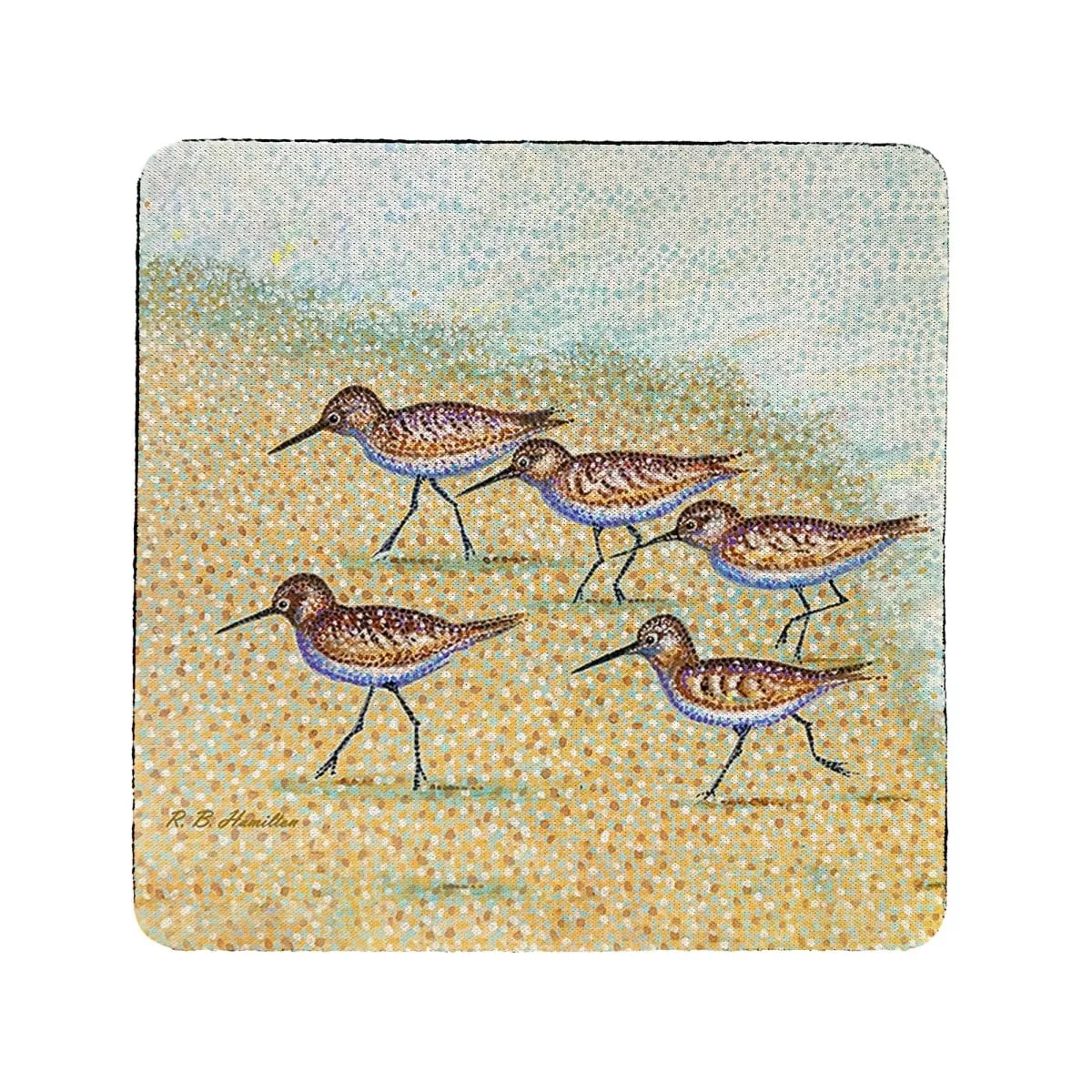 Betsy Drake CT1450 Pointillist Sanderlings Coaster - Set of 4