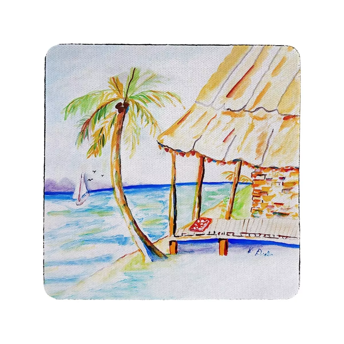 Betsy Drake CT1530 Palms & Hut Coaster - Set of 4