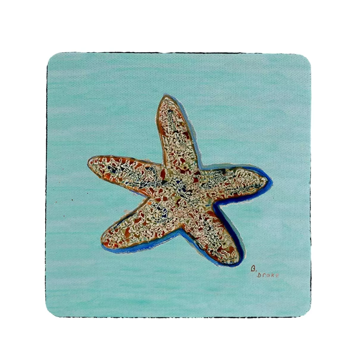 Betsy Drake CT604C Aqua Starfish Coaster - Set of 4