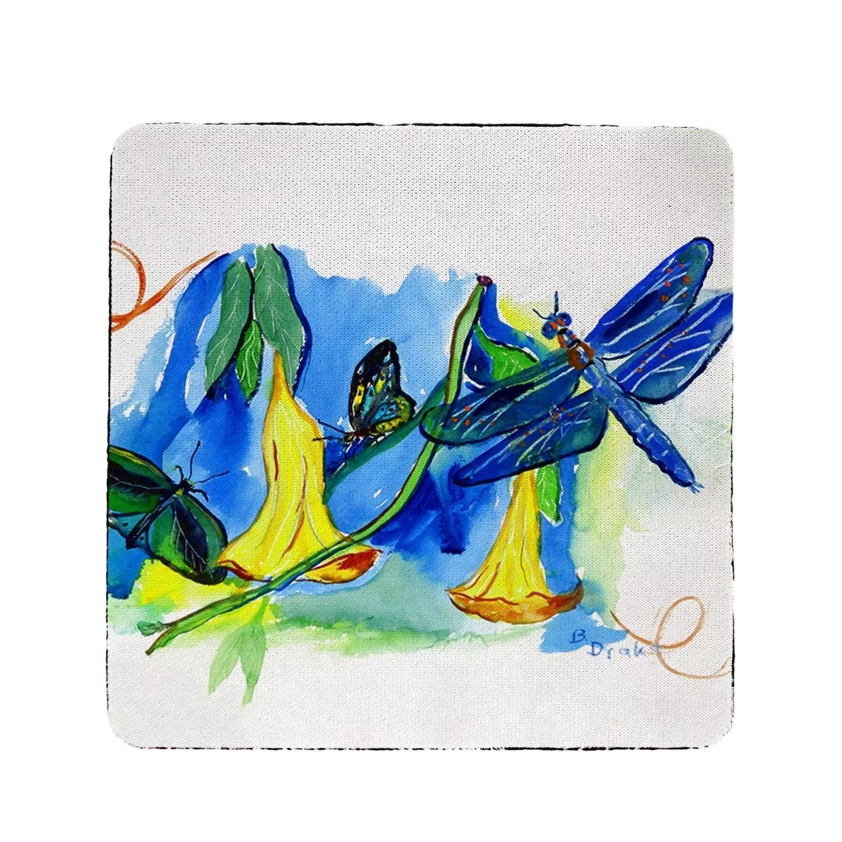 Betsy Drake CT813 Yellow Bells & Dfly Coaster - Set of 4