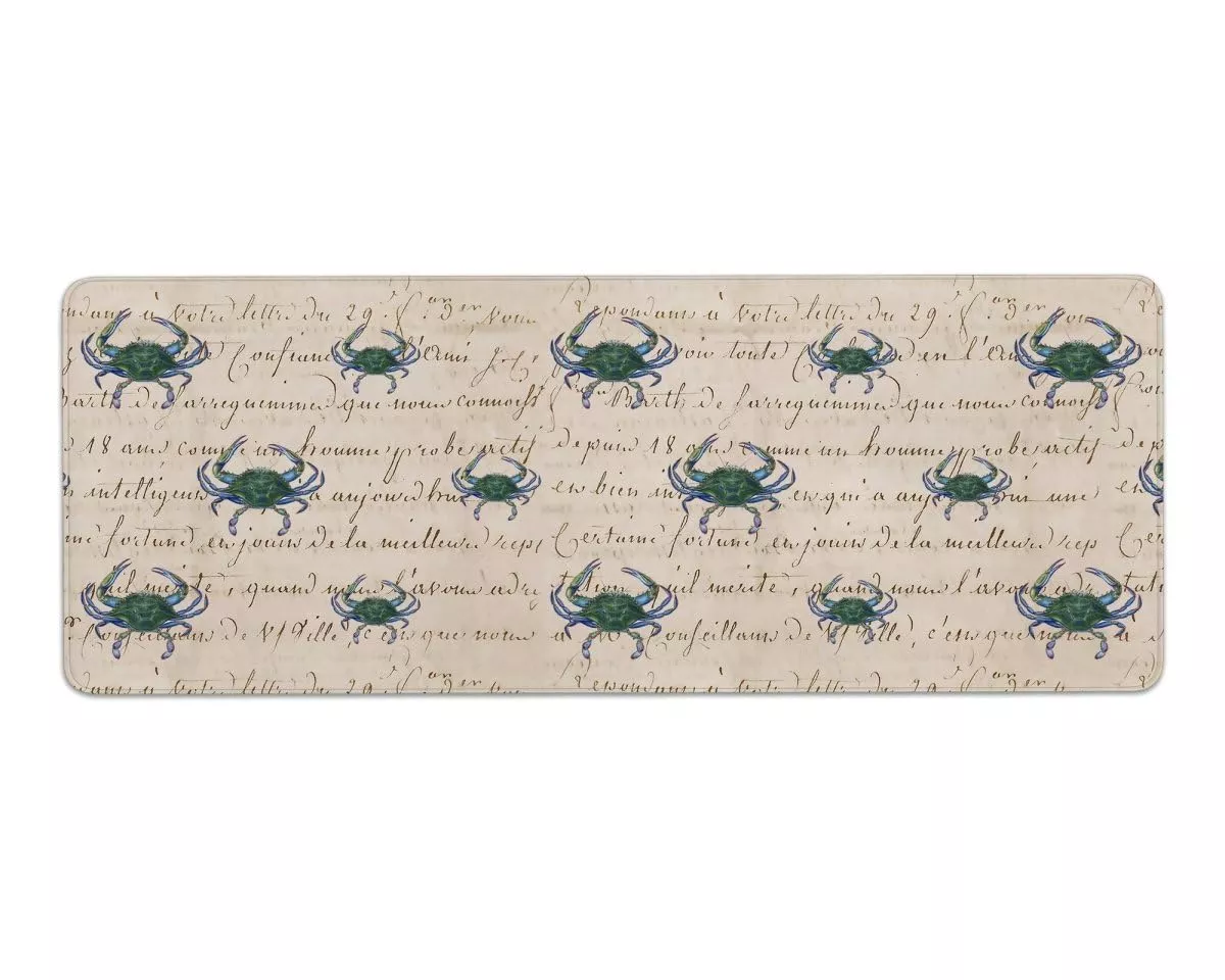 Betsy Drake GP005B Blue Crab Script Gaming Mousepad & Bar Mat - 31.5 x 11.8 in.