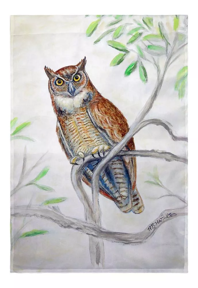 Betsy Drake Great Horned Owl Garden Flag