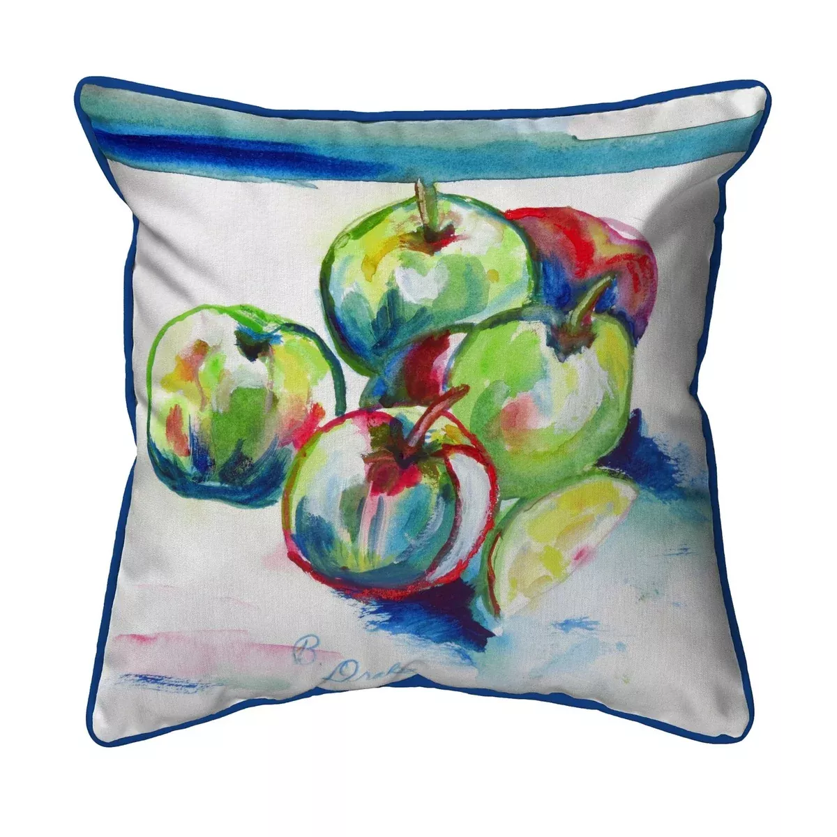 Betsy Drake Green Apples Large Pillow 18x18