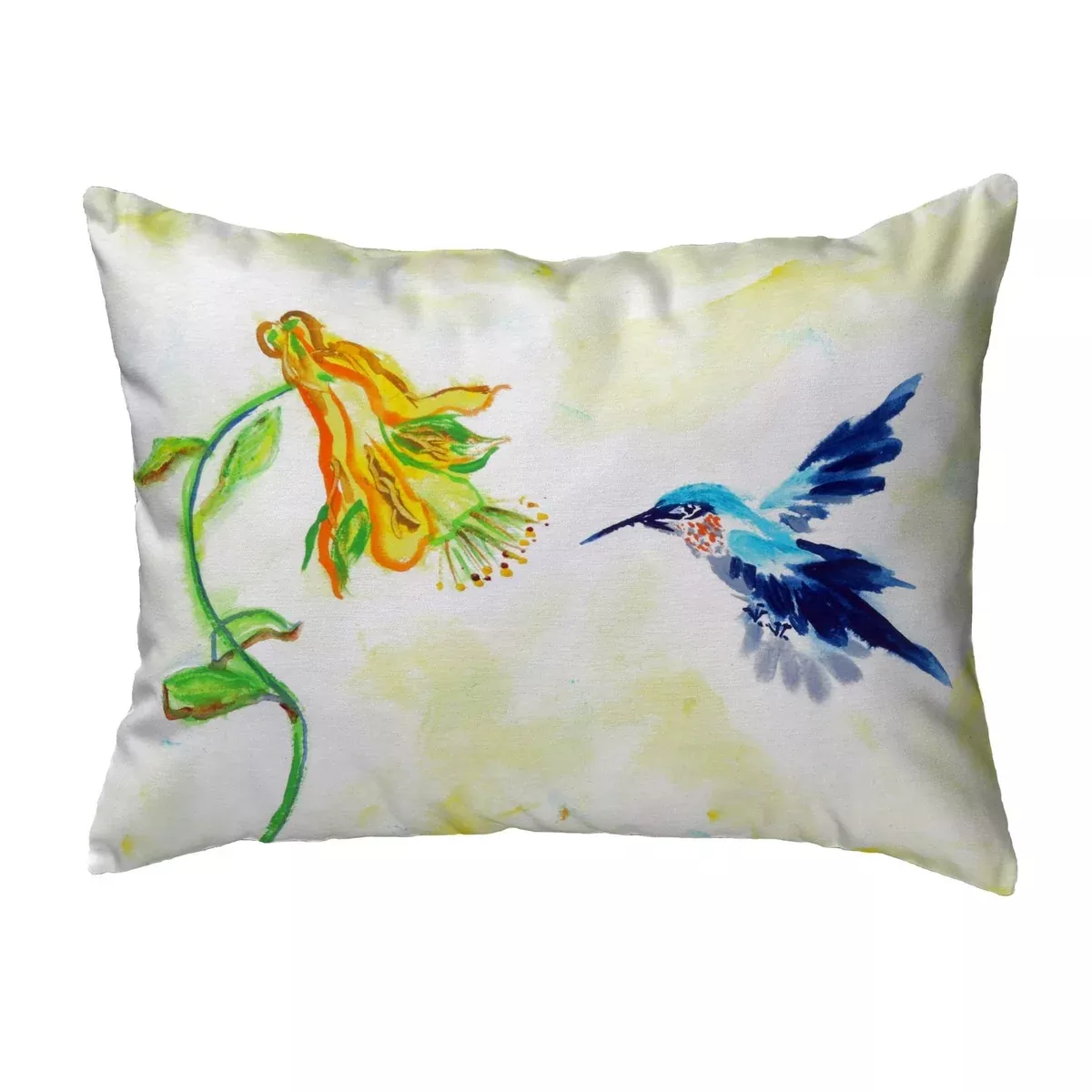 Betsy Drake Hummingbird & Yellow Flower No Cord Pillow 16x20