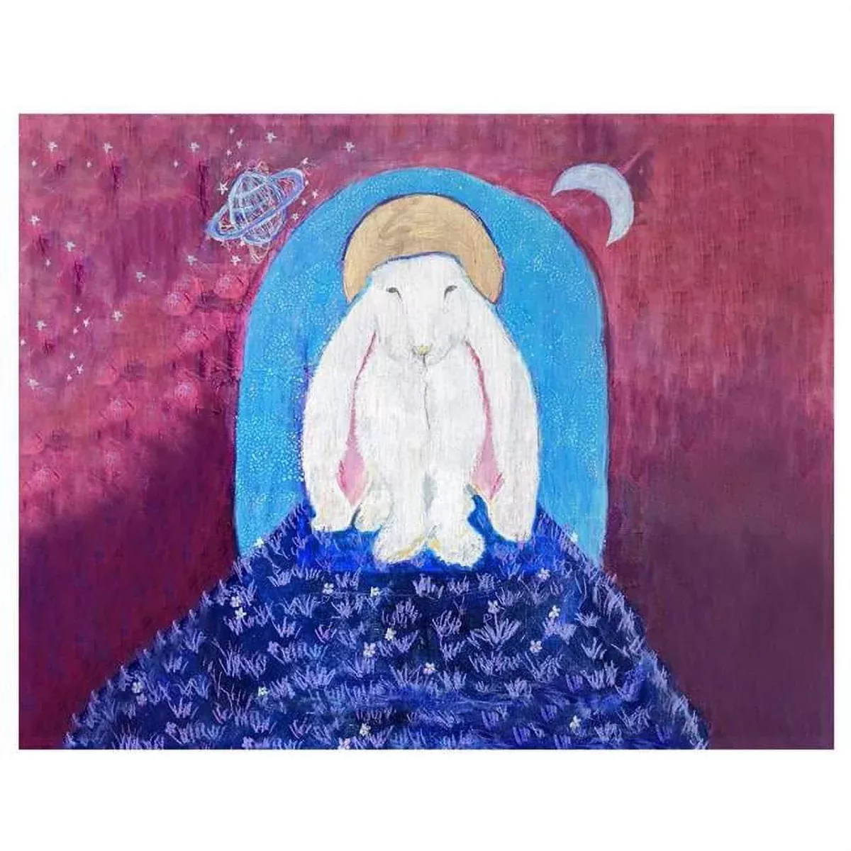 Betsy Drake Interiors PM1455 Night Bunny Place Mat, Set of 4