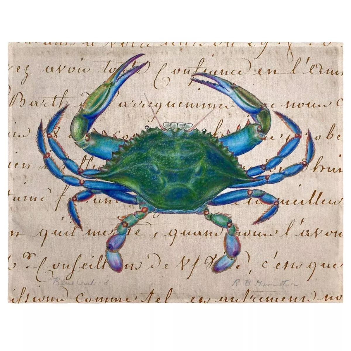 Betsy Drake Male Blue Crab Place Mat Set of 4
