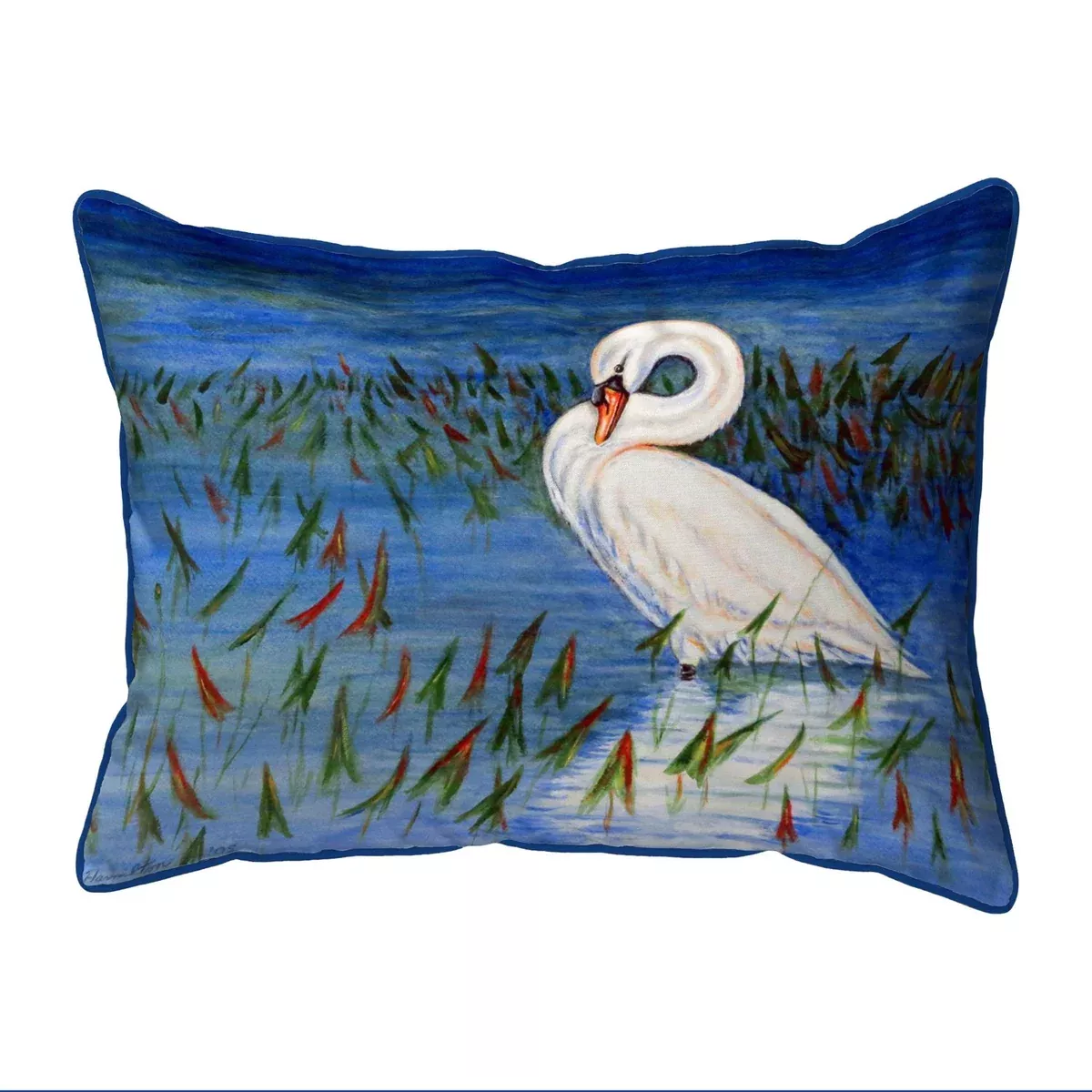 Betsy Drake Mute Swan Small Pillow 12x12