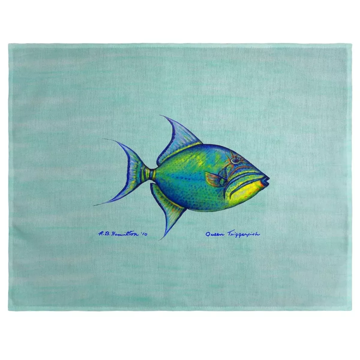 Betsy Drake PM114C Trigger Fish Teal Place Mat - Set of 4