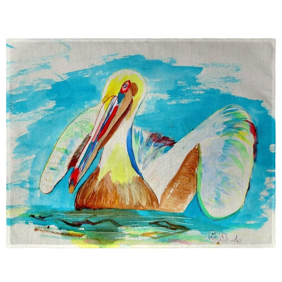 Betsy Drake PM715 Pelican in Teal Place Mat - Set of 4