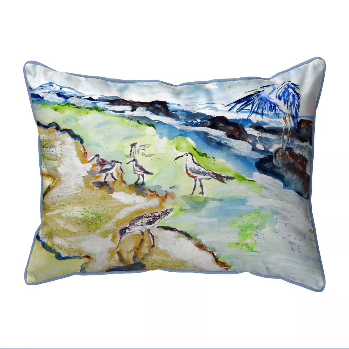 Betsy Drake Sandpipers & Heron Small Pillow 11x14