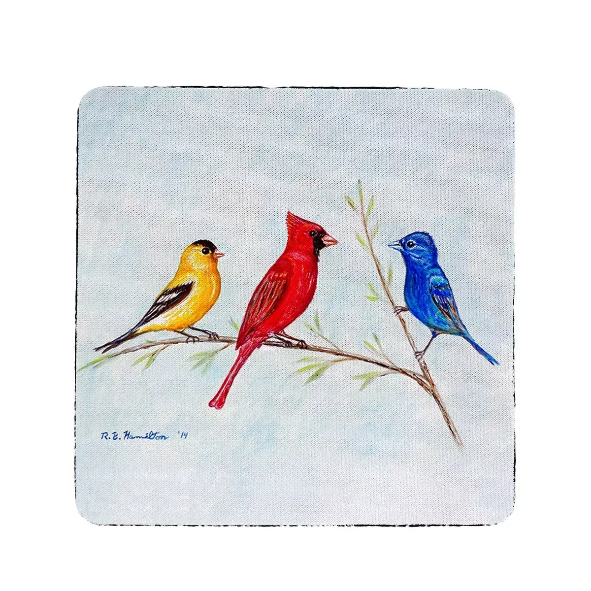 Betsy Drake Three Birds Coaster Set of 4