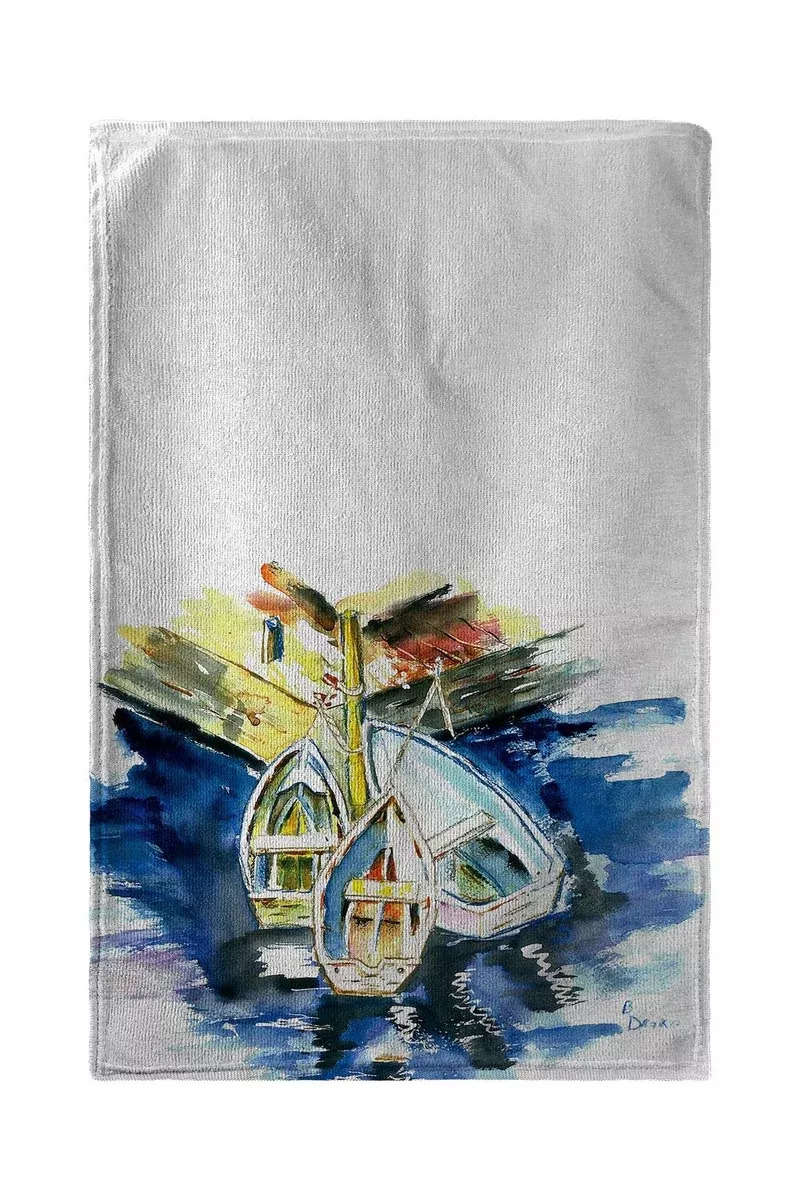 Betsy Drake Three Row Boats Beach Towel