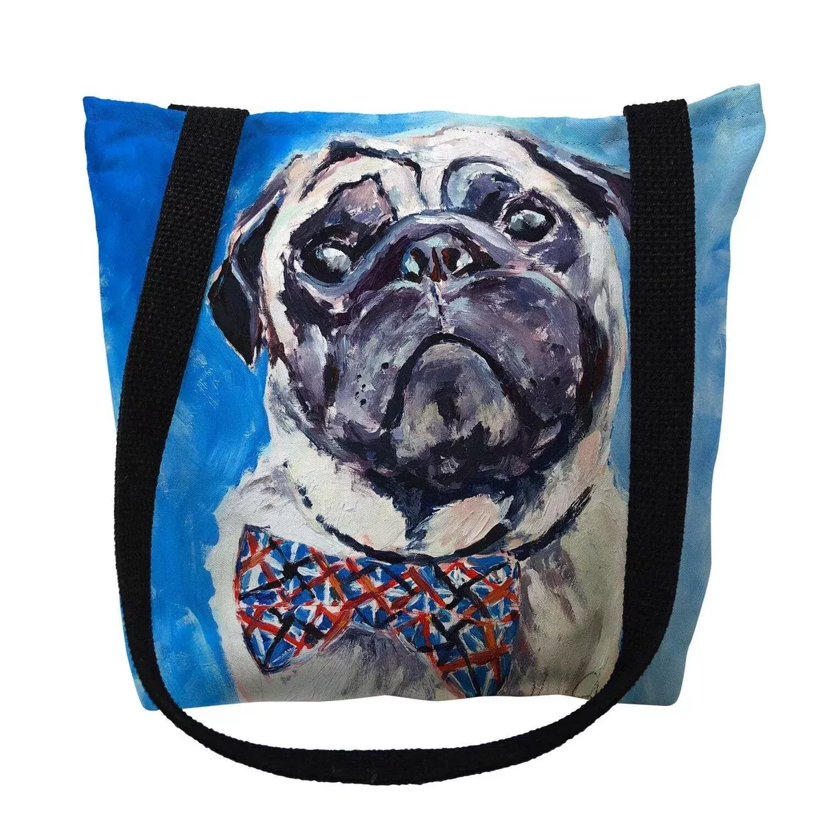 Betsy Drake TY1024M 16 x 16 in. Gus Pug Tote Bag - Medium