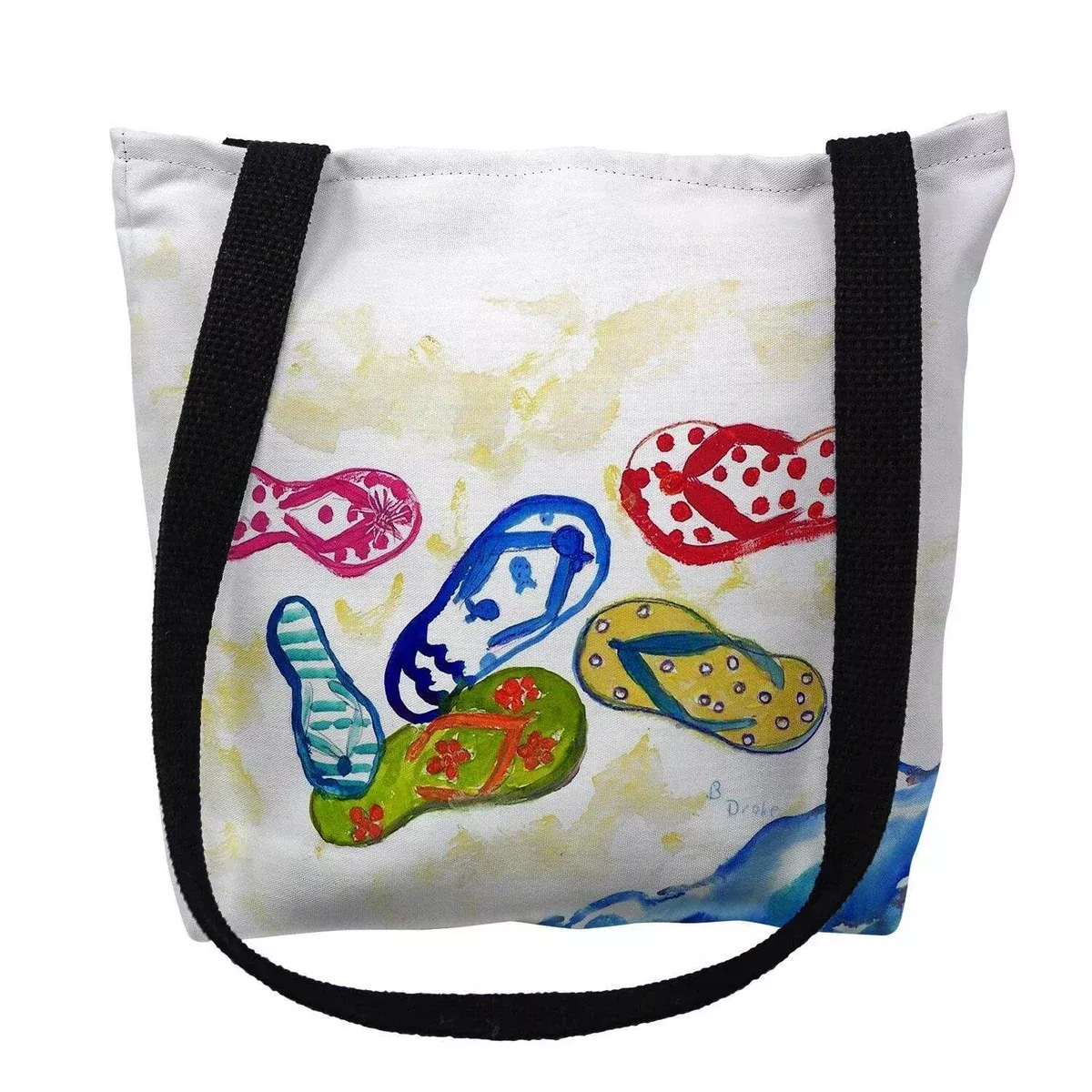 Betsy Drake TY154M 16 x 16 in. Six Flip Flops Tote Bag - Medium
