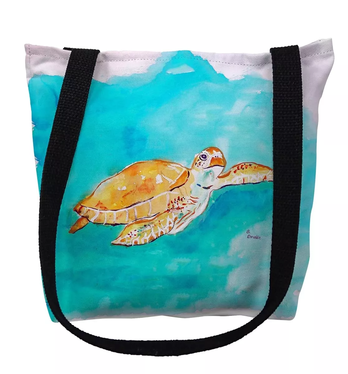 Betsy Drake TY156S 13 x 13 in. Brown Sea Turtle Small Tote Bag