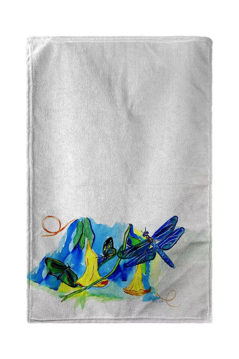 Betsy Drake Yellow Bells and Dragonfly Kitchen Towel