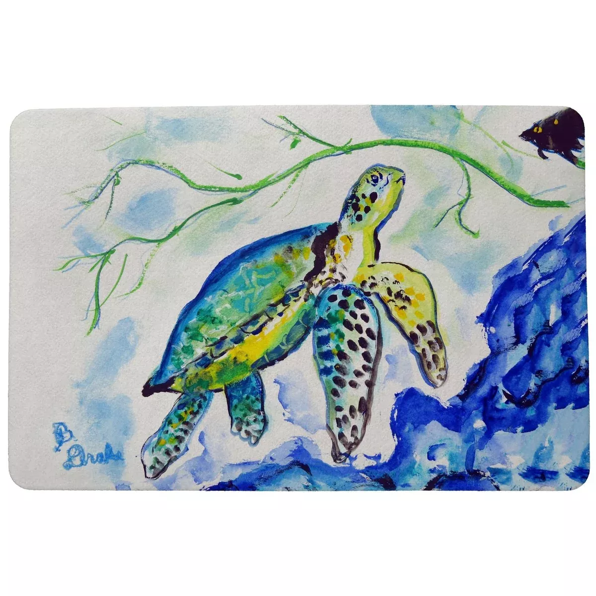 Betsy Drake Yellow Sea Turtle Doormat 18x26