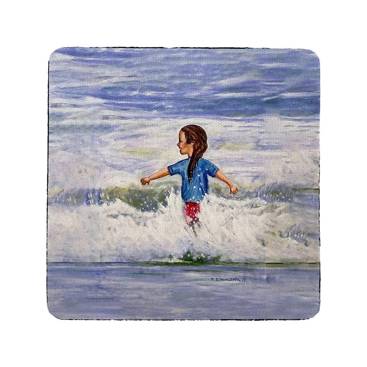 Betsydrake CT1156 Girl in Surf Coaster - Set of 4