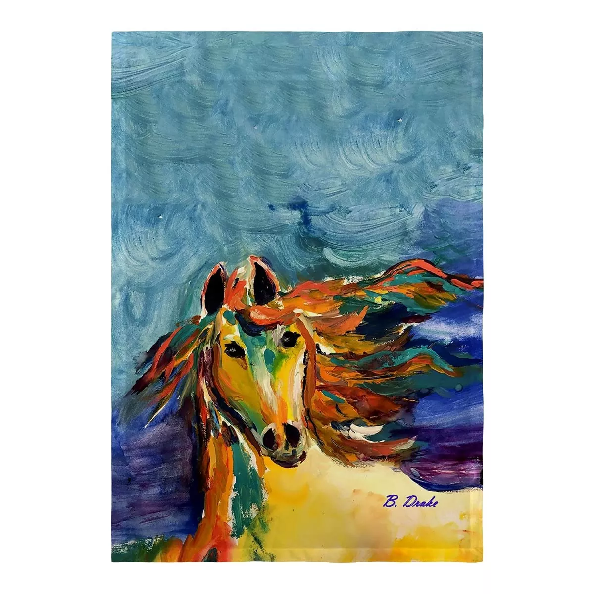 Betsydrake FL1173 12.5 x 18 in. Colorful Horse Flag