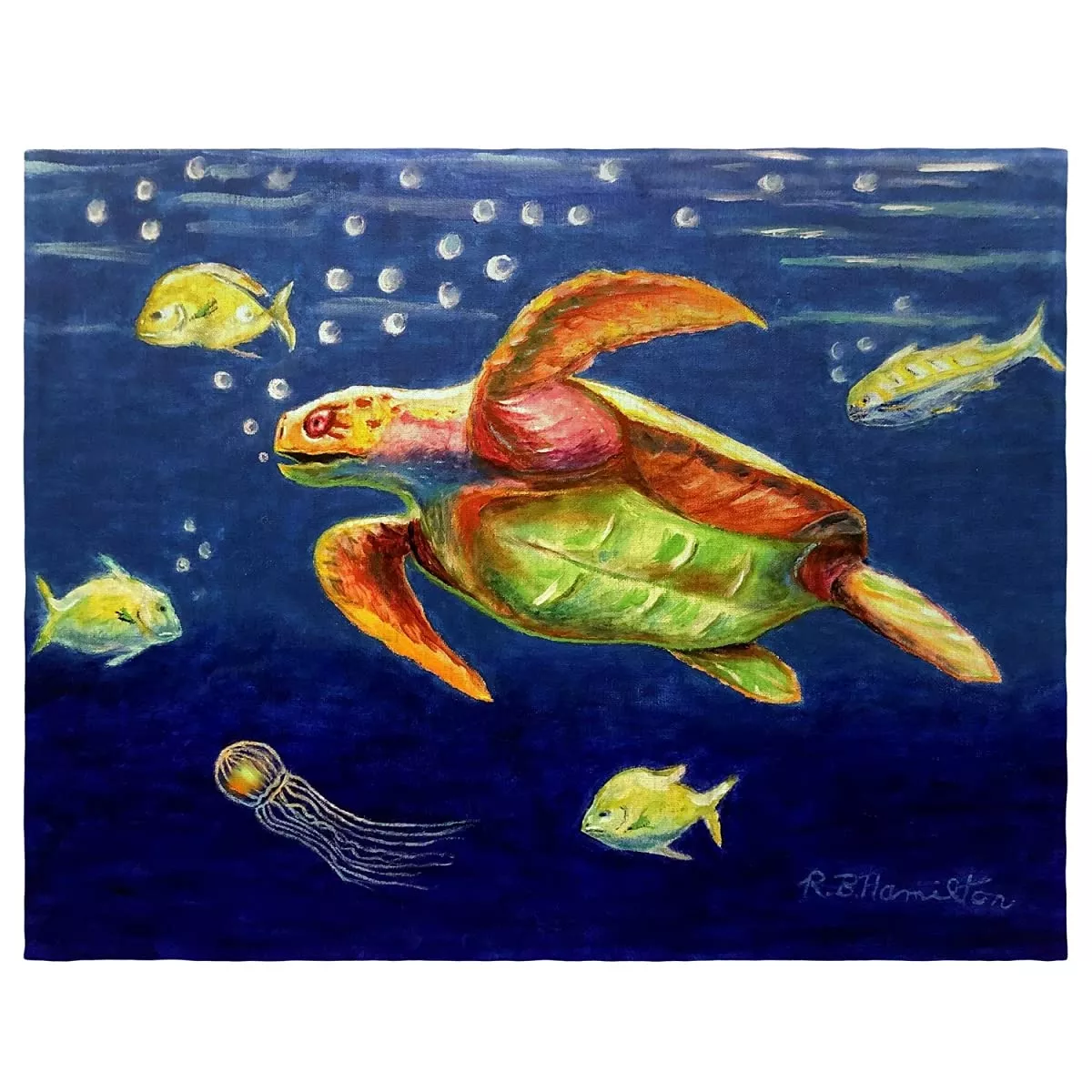 Betsydrake PM1168 14 x 18 in. Dicks Sea Turtle Place Mat - Set of 4